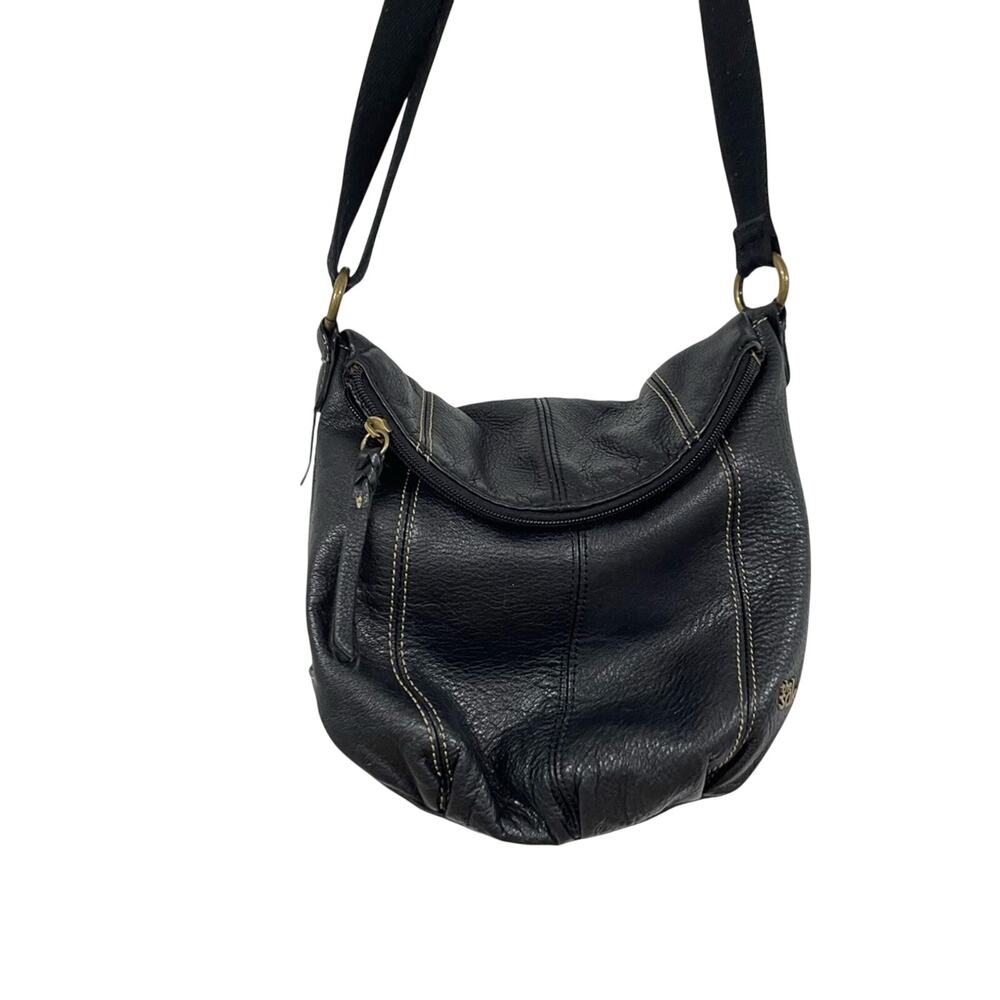 The Sak Black Leather Hobo Style Crossbody Handbag Purse Bag Boho